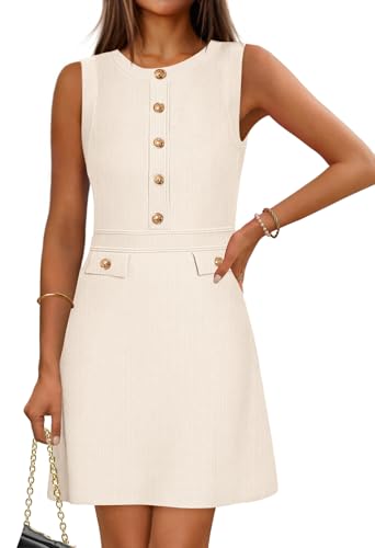 MEROKEETY Womens Summer Business Casual Mini Sweater Dress - color: Ivory, size: Small