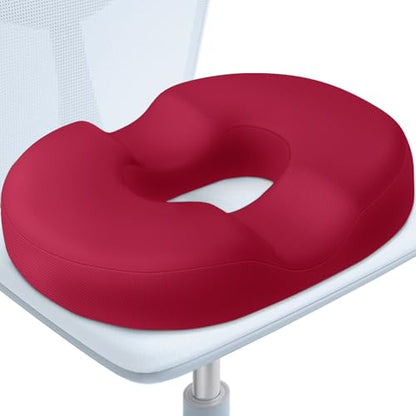 BlissTrends Donut Pillow Seat Cushion, Memory Foam Lifting Cushions - color: Red, size: Large