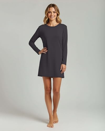 Real Essentials 3 Pack: Ultra-Soft Night Shirt for Women Long Sleeve Sleep Shirt Nightgown (Available in Plus Size) - color: Set 8, size: Medium
