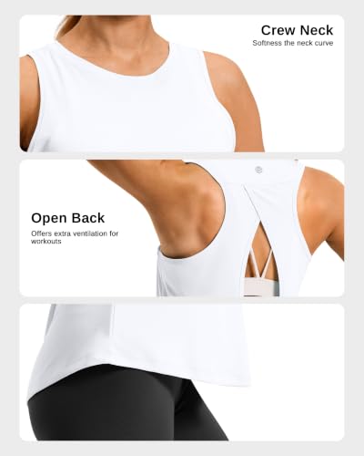 G Gradual Women's Workout Tops Open Back Athletic Tank Tops Running Shirts - color: B White, size: Small