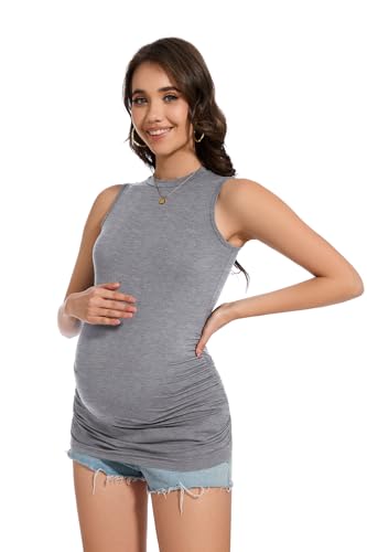 Smallshow Women's Maternity Tank Top 3 Pack - color: Black-deep Green-light Grey(3 Pack), size: XX-Large