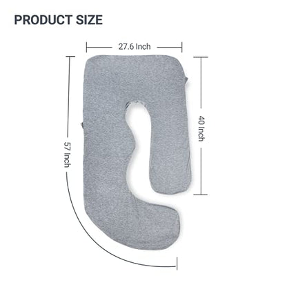 Momcozy Soft Knit Pregnancy Pillow Cover, U Shaped Maternity Pillowcase - color: U Shape-soft Knit-grey