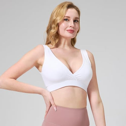 netdraw Buttery Soft Bamboo Viscose Nursing Seamless Sleep Bra - color: White, size: XX-Large