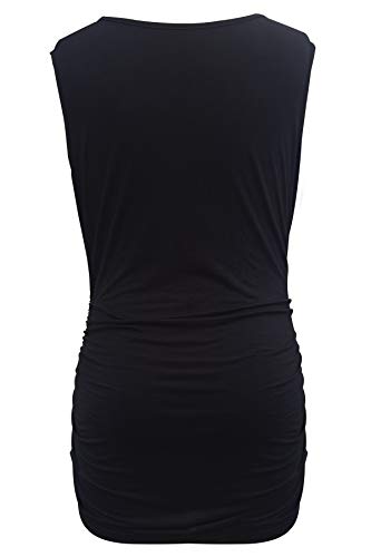 Smallshow Women's Maternity Tank Tops Sleeveless Ruched Pregnancy Clothes 3-Pack - color: Black/Light Grey/White Stripe, size: Medium