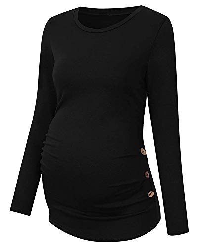 Chuanqi Womens Maternity Shirt Fall Long Sleeve T-Shirts Pregnancy Clothes - color: A-black, size: Medium