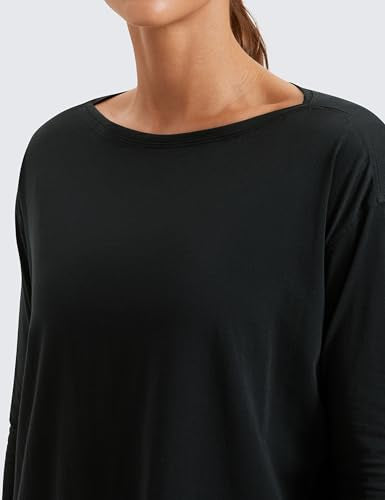 CRZ YOGA Pima Cotton Boat Neck Top - color: Black, size: Small