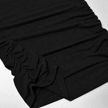 GINKANA Maternity Tank Tops Sleeveless Ruched Basic Tops Maternity Shirt Vest Mama Clothes - color: Black, size: Small
