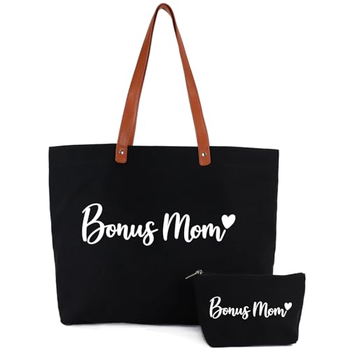 Lamyba New Mom Gifts, Mama Bag Tote with Makeup Bag, Cool Gifts for Mom to be/Expecting Mom - style: Bonusmom-black