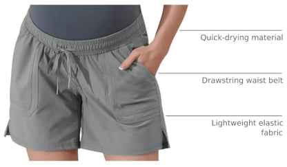 Maacie Maternity 5" Hiking Shorts with Pockets - color: Gray, size: Small