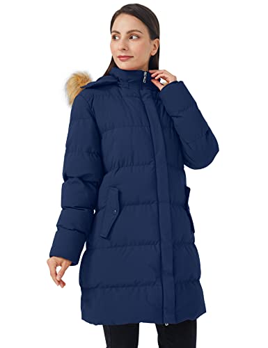 WenVen Women's Winter Thickened Long Puffer Coat Warm Parka Jacket - color: Blue, size: 5X-Large