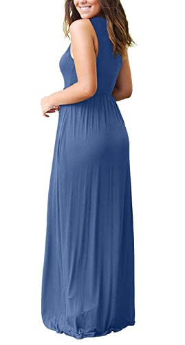 MOLERANI Women's Summer Maxi Long Casual Dresses with Pockets - color: 01 Beja Blue, size: X-Small