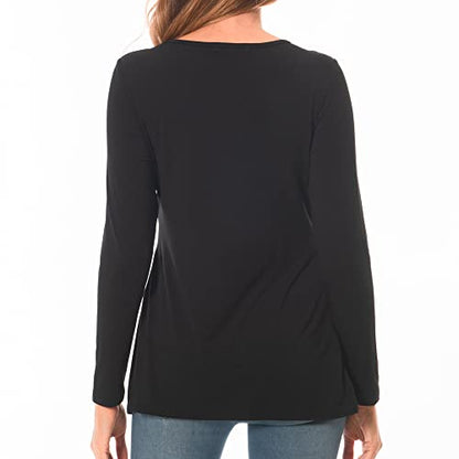 Bearsland Women’s Scoop Neck Nursing Top - color: Black, size: X-Large