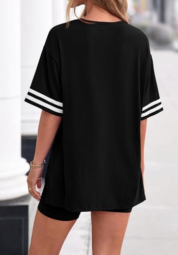 KIRUNDO 2 Piece Sets for Women Summer Lounge Set - color: Black, size: Medium
