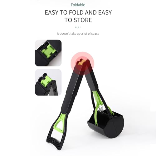 32" Portable Pooper Scooper,Foldable Durable,Pet Waste Scoop for Large dogs - color: Green