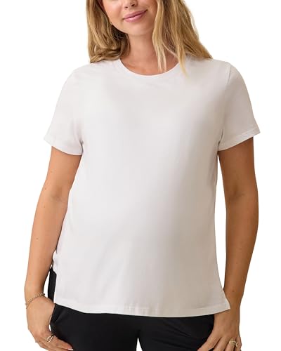 Kindred Bravely Essentials Cotton Nursing T Shirt Pregnancy to Postpartum - color: White, size: Large