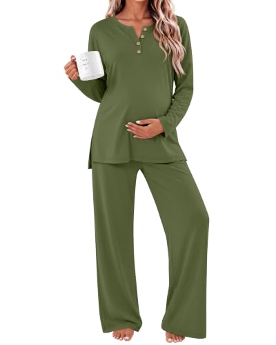 Women's Maternity Pajamas Sets - color: Army Green, size: Medium