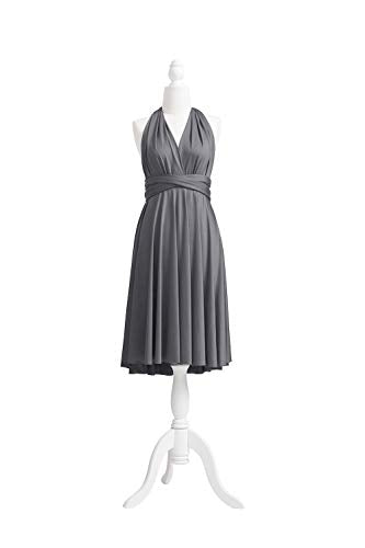 72styles Multi-Way Wrap Short Infinity Dress for Bridesmaids - color: Charcoal Grey
