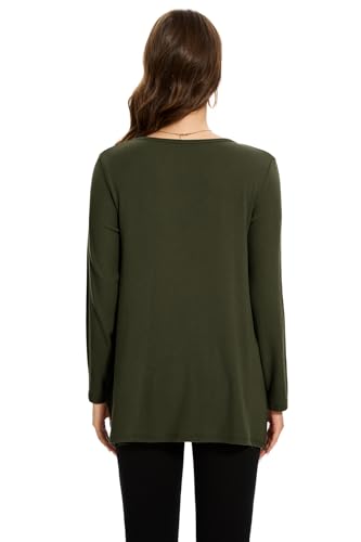 Smallshow Women's Side Split Maternity Shirts Long Sleeve - color: Army Green, size: XX-Large