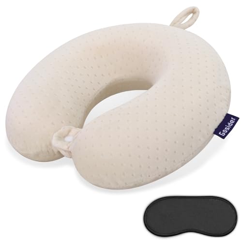 Memory Foam Neck Pillow, Travel Neck Pillow, Beige - color: Beige