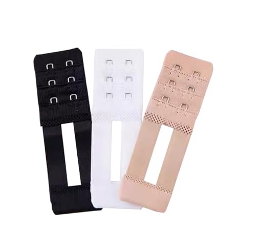 Women Elastic Bra Extenders 1-6 Hook, Bras Back Extension Strap - color: 2 Hook 1/2" Spacing,black/White/Beige 6pcs