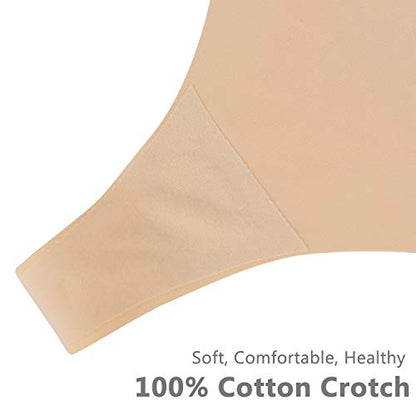 SHARICCA Women No Show Seamless Underwear Thong Invisible Soft Panties Multi Pack - color: (6 Pack) 2black-2white-2beige-a, size: Large