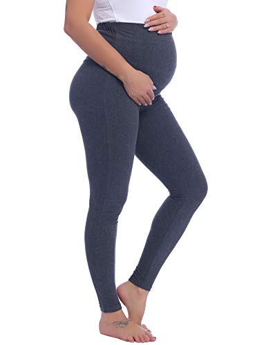 Joyaria Cotton Maternity Leggings Over-the-Belly,Maternity Clothes - color: Dark Grey, size: Large