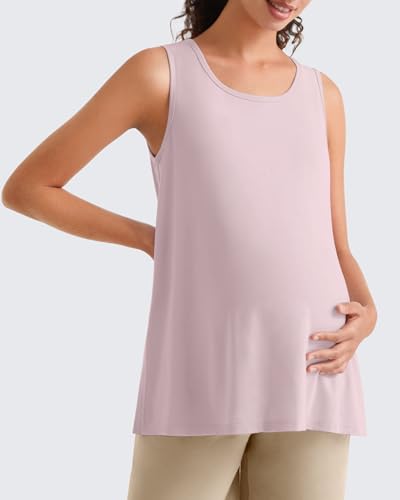 G4Free Lyocell Maternity Tank Tops Pregnancy Sleeveless Workout Shirts - color: Light Pink, size: Medium