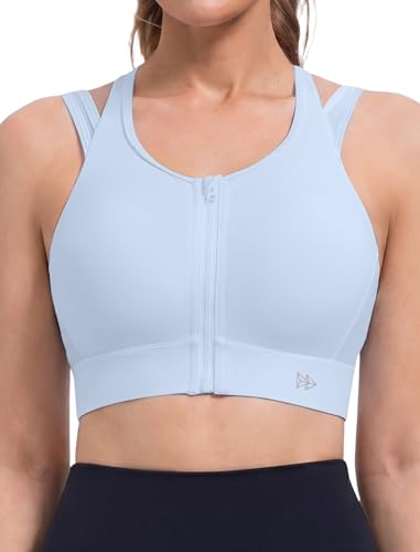 Yvette Front Closure Double Straps Sports Bra Running - color: Blue, size: (XX-Large) A/C