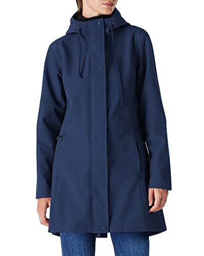 Outdoor Ventures Women's Waterproof Fleece Lined Hooded Softshell Rain Coat - color: Dark Blue, size: 3X-Large