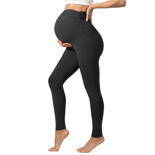 Maternity Leggings for Women Over The Belly Buttery Soft Pregnancy Yoga Pants Active Wear Workout Tights - color: Dark Grey, size: Small