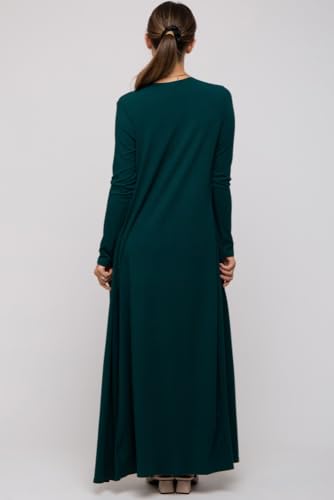 PinkBlush Ribbed Sleeveless Dress Cardigan Maternity Set - color: Forest Green, size: Medium