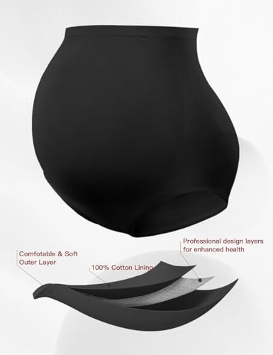 HOFISH Seamless Over-Bump Maternity Underwear, High-Waisted Panties - color: 2blacks, size: Medium