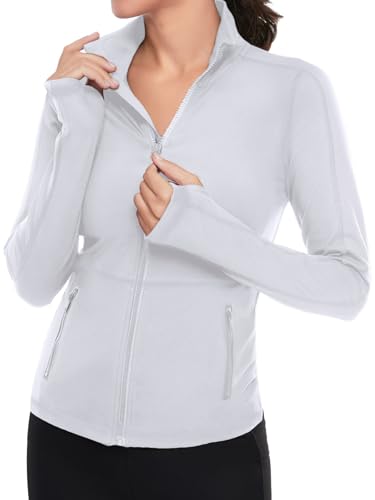 VUTRU Women's Workout Yoga Jacket Full Zip Running Athletic Track Jacket - color: A-white, size: X-Small