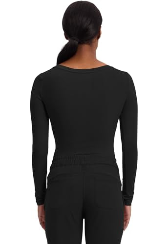 Healing Hands Underscrub Long Sleeve Women Knits Scrub Tops - color: Black, size: Small
