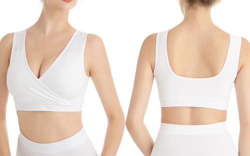 Lemef Nursing Sleep Bras Wirefree Maternity Breastfeeding Bras 3 Pack - color: 1*white (No Padding), size: Small