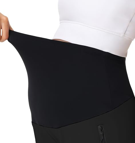 Women's Maternity Bermuda Cargo Shorts - color: Black, size: Large