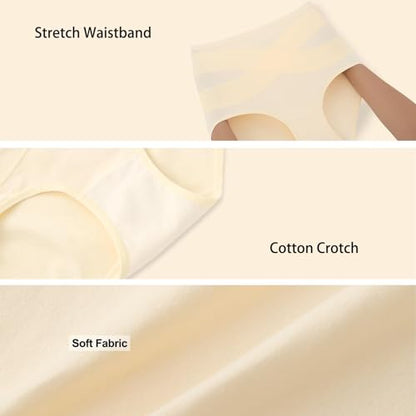 Women's High Waisted Underwear Slightly Tummy Control Cotton Panties Full Coverage Postpartum Briefs 4 Pack - color: Multicolor-brown Shades, size: Large