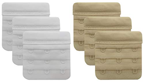Tamlien Bra Extender 2 Hook/3 Hook/4 Hook/5 Hook, Soft and Comfortable Bra Extension - color: Bra Extender 3 Hook White/Beige
