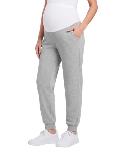 Women's Maternity Joggers with Light Fleece Lining - color: Grey, size: Medium