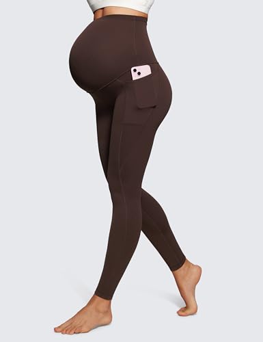 CRZ YOGA Maternity Leggings Pockets 28" - color: Hot Fudge Brown, size: Small