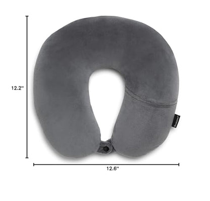 Brookstone Microbead Neck Pillow Soft Travel Pillow with Phone Pocket - color: Dark Grey