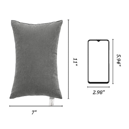 BEDSUM Plush Mini Pillows, 11 x 7, Microfiber, 2 Pack, Dark Grey - color: Dark Grey, size: 11x7 inches