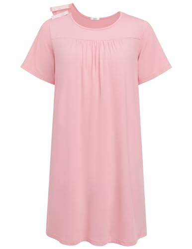 Deyeek Hospital Gowns for Women Tear Away Snap Open Back Post Surgery Dress - color: Pink, size: Medium