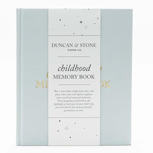 Duncan & Stone Childhood Memory Book for Kids, Prompts, Sky Blue - color: Sky Blue
