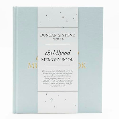 Duncan & Stone Childhood Memory Book for Kids, Prompts, Sky Blue - color: Sky Blue