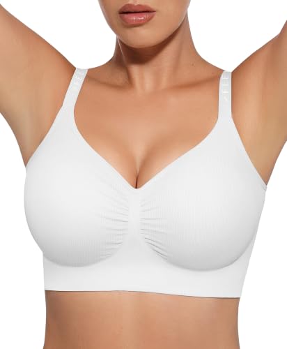 FeelinGirl Bras for Women Comfy Seamless Wireless Bralettes - color: White, size: Small