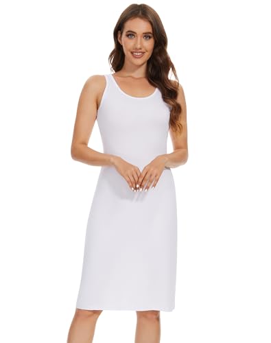 MANCYFIT Full Slip for Women Under Dress, Wide Strap Non-Cling - color: White, size: Medium