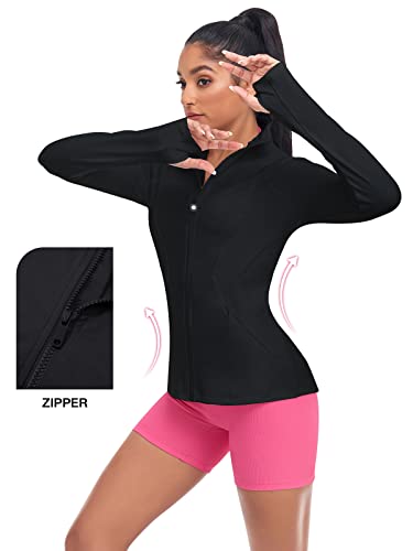 VUTRU Women's Workout Yoga Jacket Full Zip Running Athletic Track Jacket - color: Back Mesh Vent Black, size: X-Small