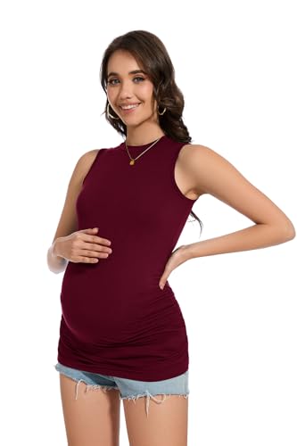 Smallshow Women's Maternity Tank Top 3 Pack - color: Black-light Grey-maroon(3 Pack), size: XX-Large