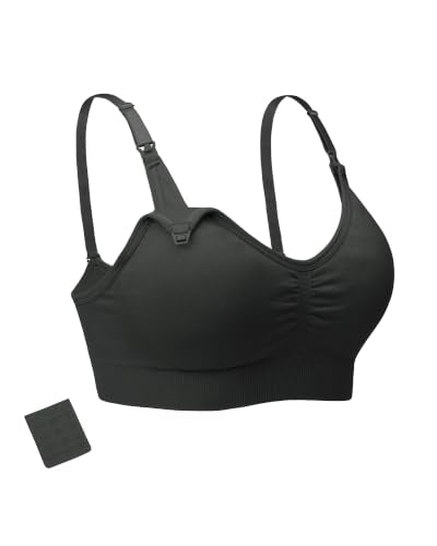 Stelle Nursing Bras Maternity Bralette Seamless for Breastfeeding - color: 1 Pack Black, size: Small